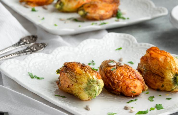 Fiori di zucca al forno vegetariani