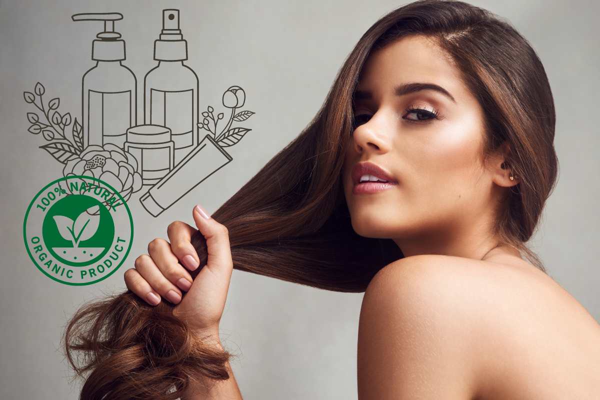 donna utilizza prodotti naturali per rendere lucenti i suoi capelli