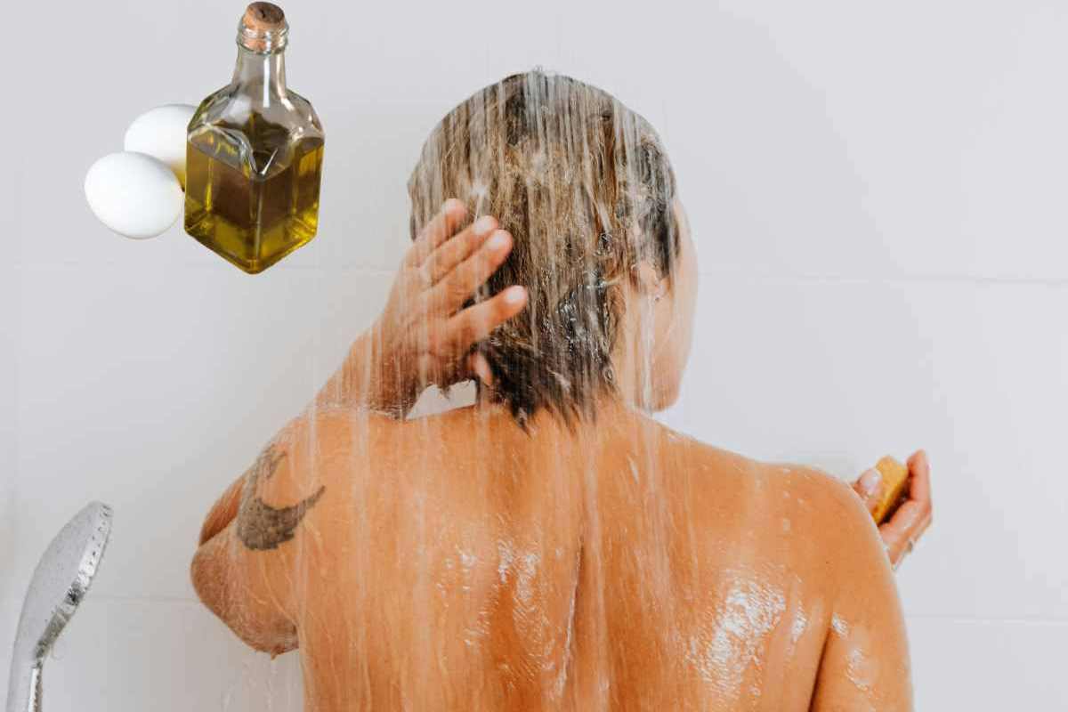 Shampoo con uova e olio d'oliva